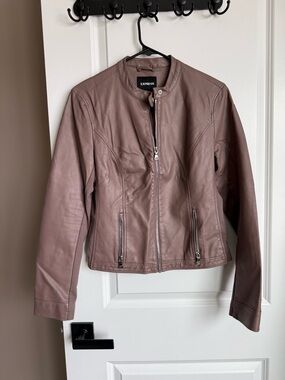 Express Mauve Vegan Leather Moto Jacket